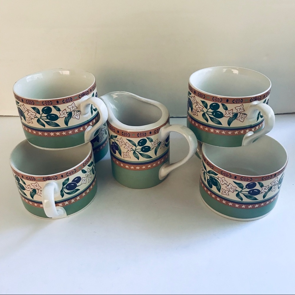 Sango Olivia Mugs Green And Purple Olives